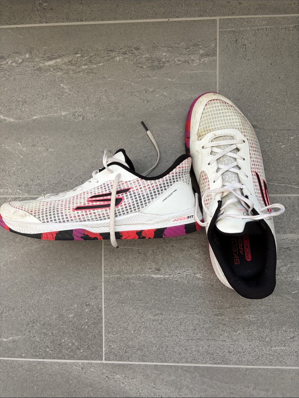 Skechers Men’s  White & Pink Athletic Sneakers